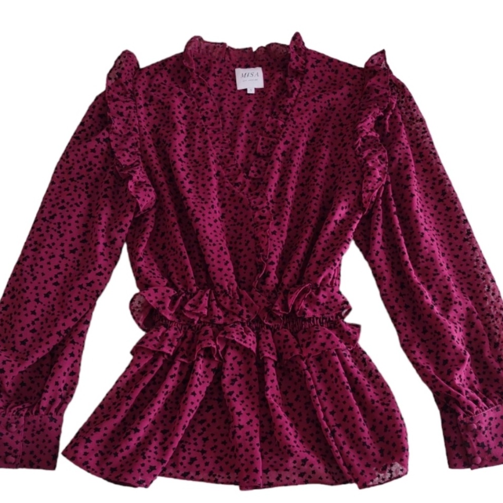 Misa Los Angeles Daphne Star Blouse Chiffon ruffle Top